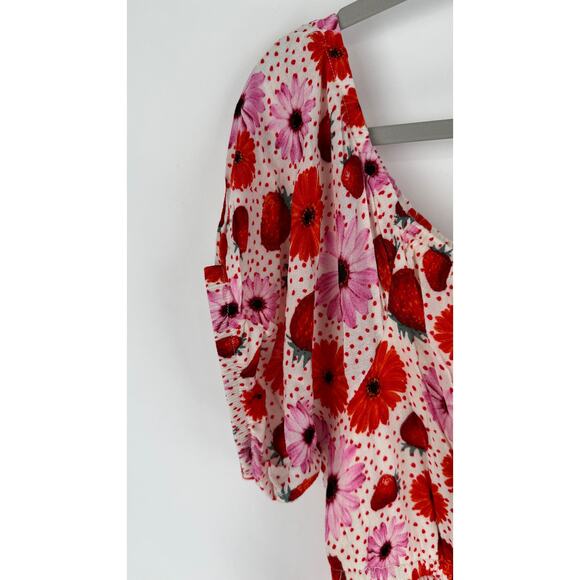 Torrid Retro Chic Midi Puff Sleeve Skater Dress Womens Large Strawberry Pink New - Picture 6 of 12